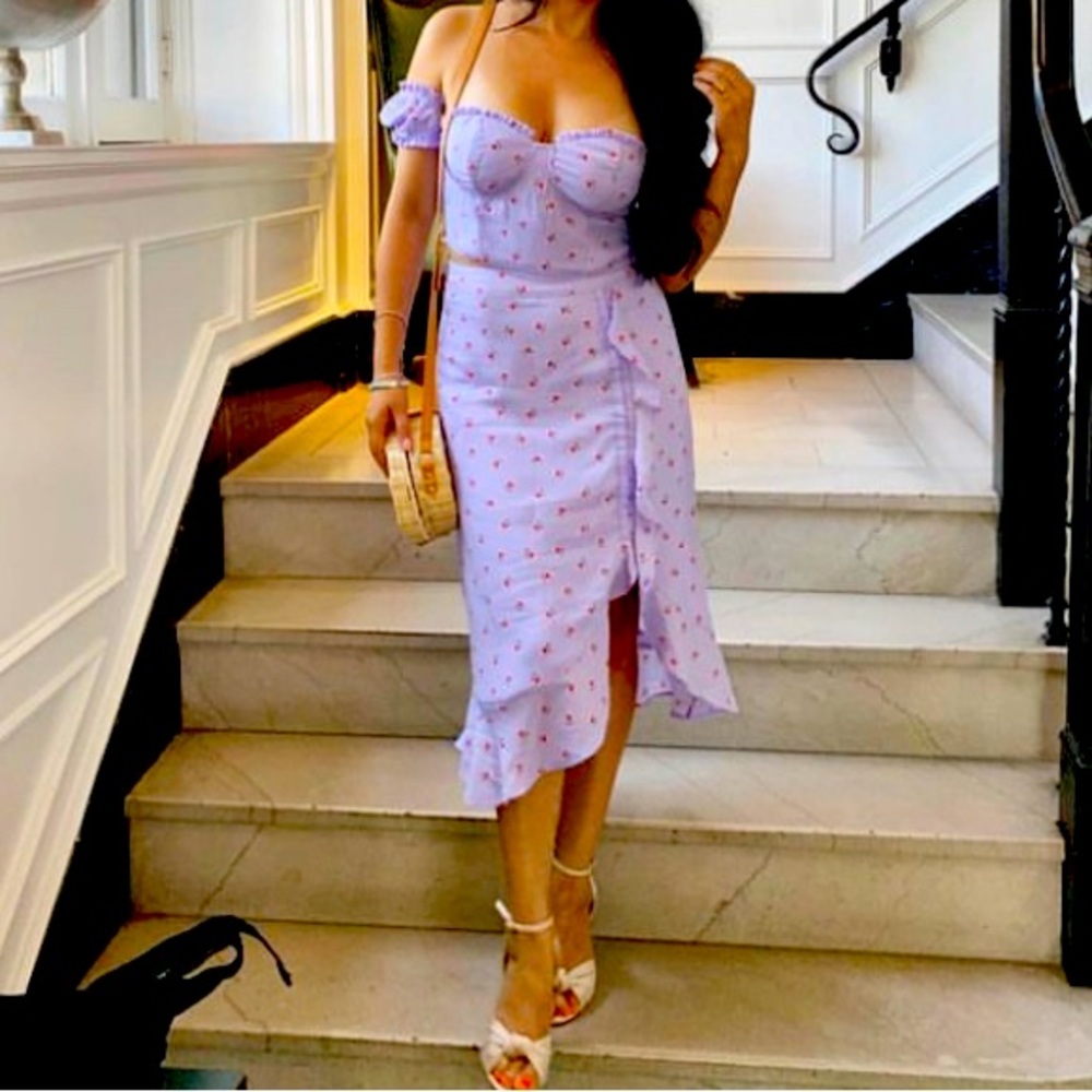 Purple with small flowers two piece set🌸